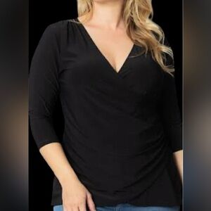 Halston Neiman Marcus Elegant Black Women's Wrap Top XL